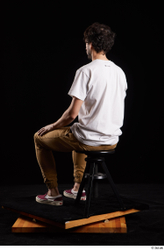 Whole Body Man White Shirt Trousers Slim Sitting Studio photo references